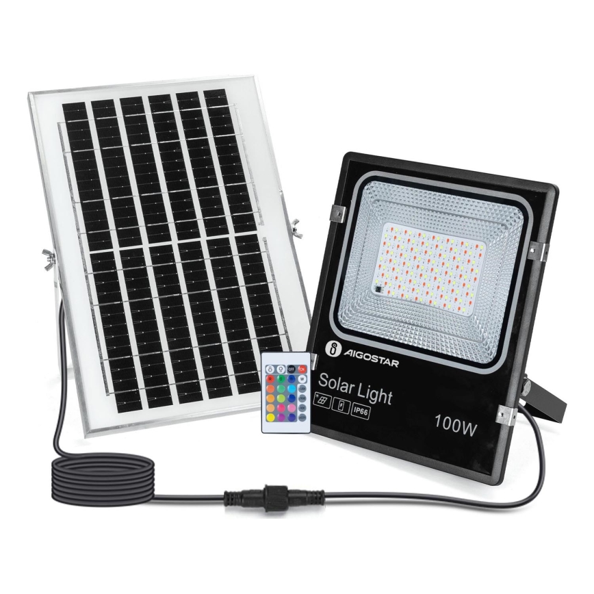 Aigostar - LED RGB Proyector solar regulable LED/100W/3,2V IP66 + control remoto