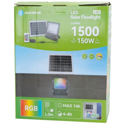 Aigostar - LED RGB Proyector solar regulable LED/150W/3,2V IP66 + control remoto