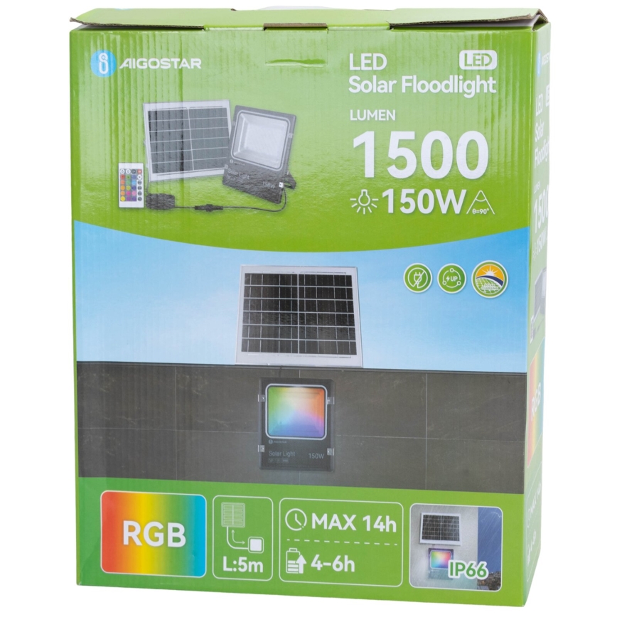 Aigostar - LED RGB Proyector solar regulable LED/150W/3,2V IP66 + control remoto