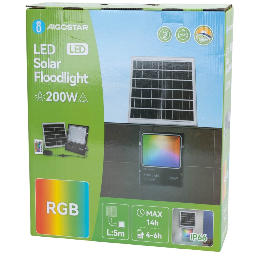 Aigostar - LED RGB Proyector solar regulable LED/200W/3,2V IP66 + control remoto