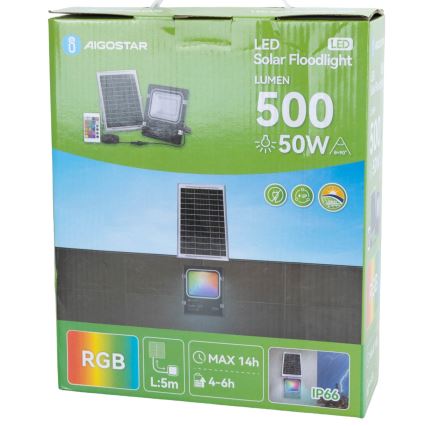 Aigostar - LED RGB Proyector solar regulable LED/50W/3,2V IP66 + control remoto