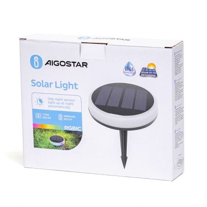 Aigostar - LED RGBIC Lámpara solar LED/0,6W/3,7V IP65 2000 mAh