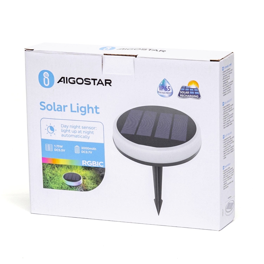 Aigostar - LED RGBIC Lámpara solar LED/0,6W/3,7V IP65 2000 mAh