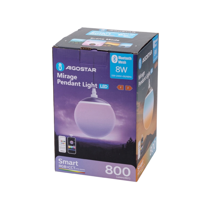 Aigostar - LED RGBW Lámpara colgante regulable MESH LED/8W/230V 2700-6500K blanco + control remoto