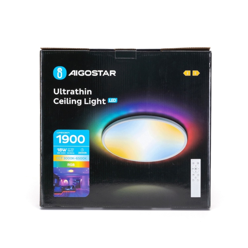 Aigostar - LED RGBW Plafón regulable para el baño LED/18W/230V 3000-6500K diá. 30 cm IP44 + control remoto