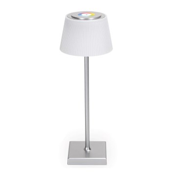 Aigostar - LED RGBW Lámpara de mesa recargable y regulable para exterior LED/4W/5V 3600mAh blanco/cromo mate IP54