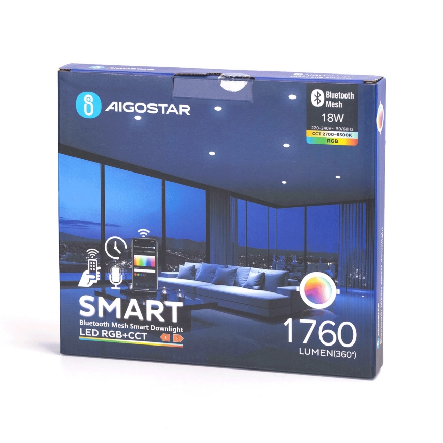 Aigostar - LED RGBW Lámpara empotrable regulable para el baño MESH Inteligente LED/18W/230V 2700-6500K IP44