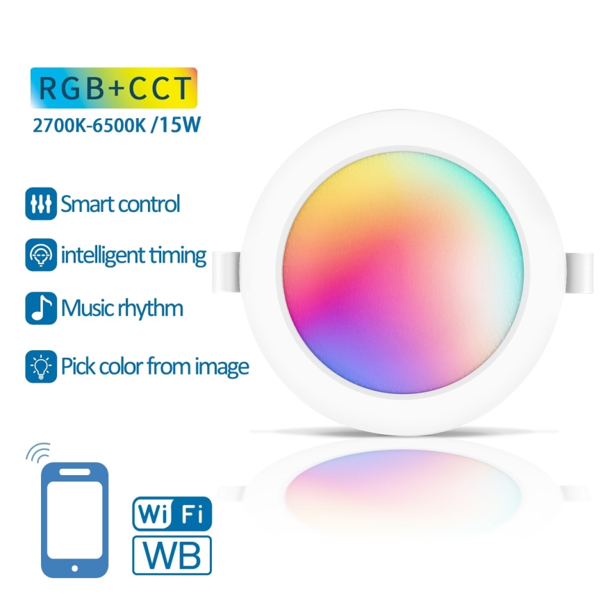 Aigostar - LED RGBW Lámpara empotrable regulable LED/15W/230V 2700-6500K diá. 17,5 cm Wi-Fi