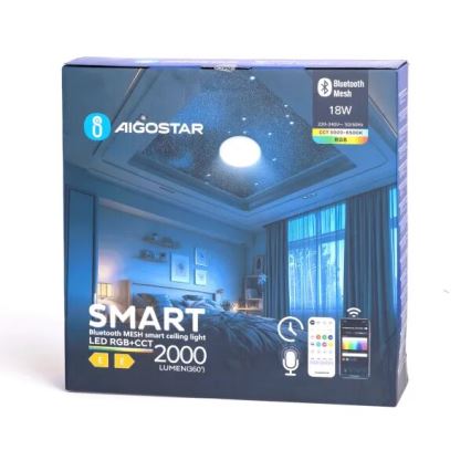 Aigostar - LED RGBW Plafón regulable para el baño MESH Inteligente LED/18W/230V 3000-6500K IP44 + control remoto