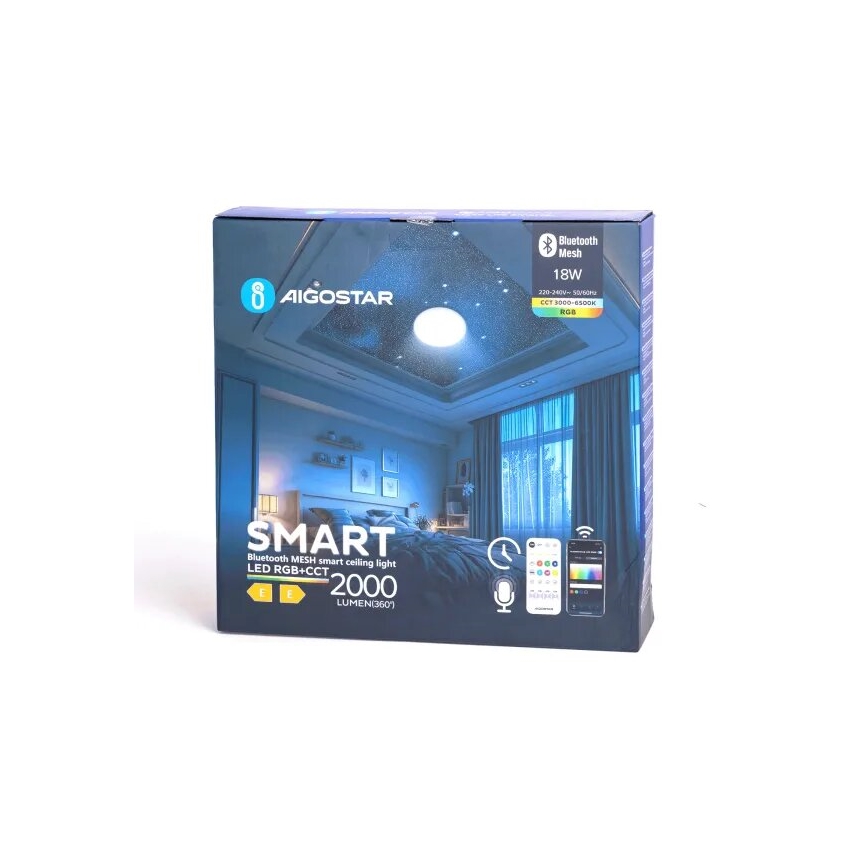 Aigostar - LED RGBW Plafón regulable para el baño MESH Inteligente LED/18W/230V 3000-6500K IP44 + control remoto