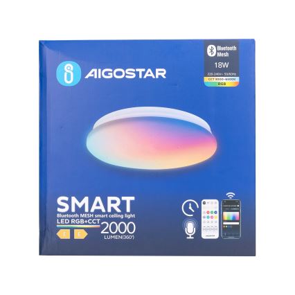 Aigostar - LED RGBW Plafón regulable para el baño MESH Inteligente LED/18W/230V 3000-6500K IP44 + control remoto
