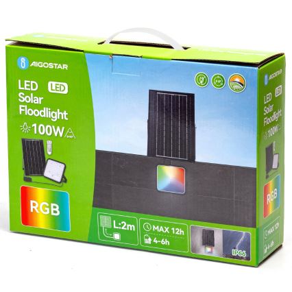 Aigostar - LED RGBW Proyector solar regulable LED/100W/3,4V IP66 + control remoto
