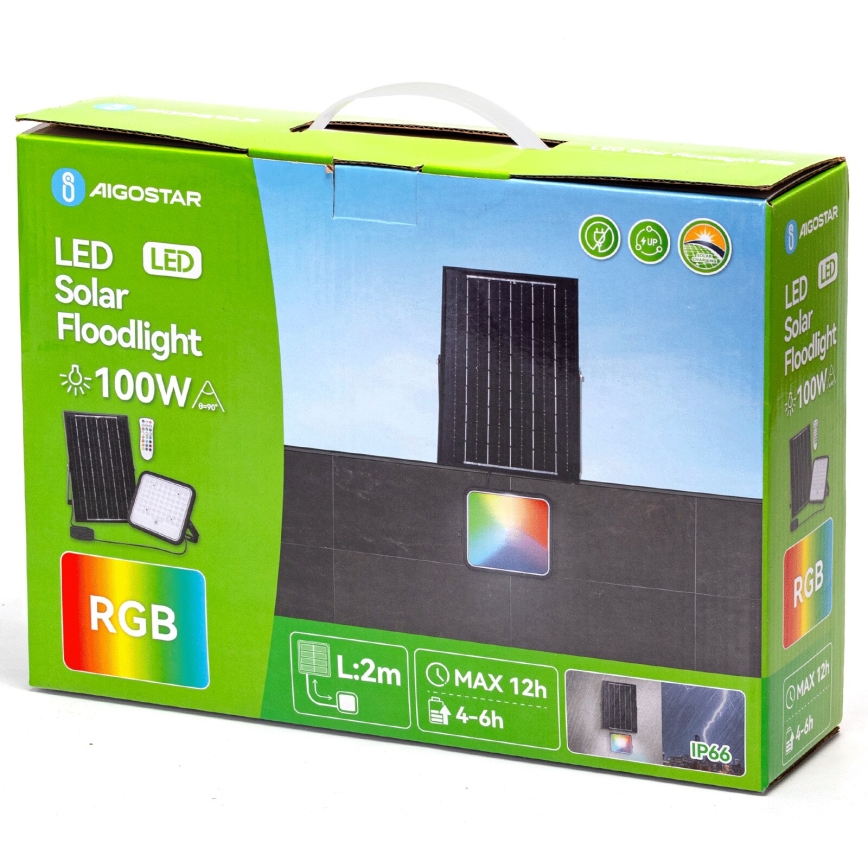 Aigostar - LED RGBW Proyector solar regulable LED/100W/3,4V IP66 + control remoto