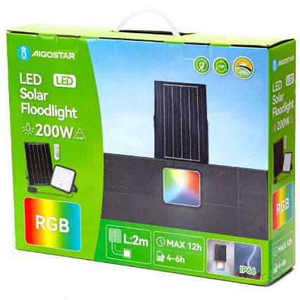 Aigostar - LED RGBW Proyector solar regulable LED/200W/3,4V IP66 + control remoto