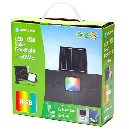 Aigostar - LED RGBW Proyector solar regulable LED/50W/3,4V IP66 + control remoto