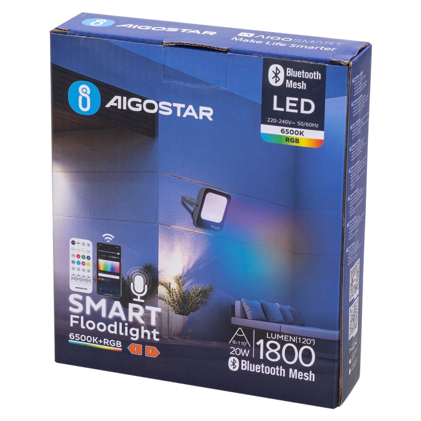 Aigostar - LED RGBW Proyector regulable MESH Inteligente LED/20W/230V 6500K IP65 + control remoto