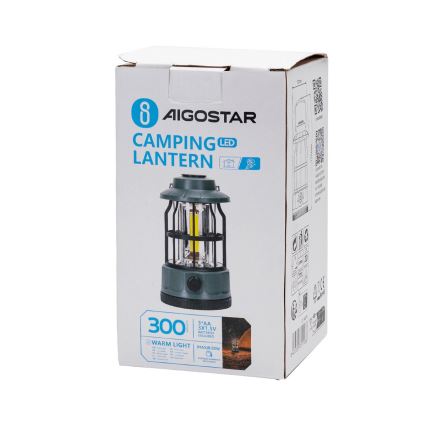 Aigostar - Linterna de camping LED regulable LED/3xAA verde 17,5 cm