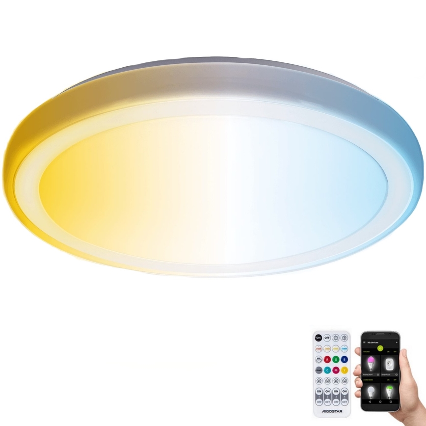 Aigostar - Luz de techo LED regulable para baño MESH Inteligente LED/24W/230V 3000-6500K IP44 + control remoto
