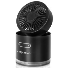 Aigostar - Mini ventilador de mesa inalámbrico con efecto niebla MIST 10W/5V negro