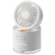 Aigostar - Mini ventilador de mesa inalámbrico con humidificador 10W/5V blanco