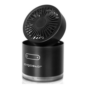 Aigostar - Mini ventilador de mesa inalámbrico RGB con efecto niebla MIST 10W/5V negro