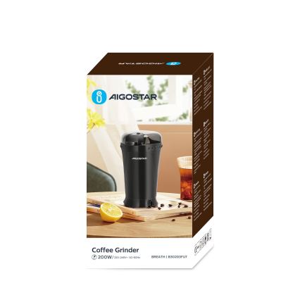 Aigostar - Molinillo eléctrico de café en grano 60g 200W/230V negro
