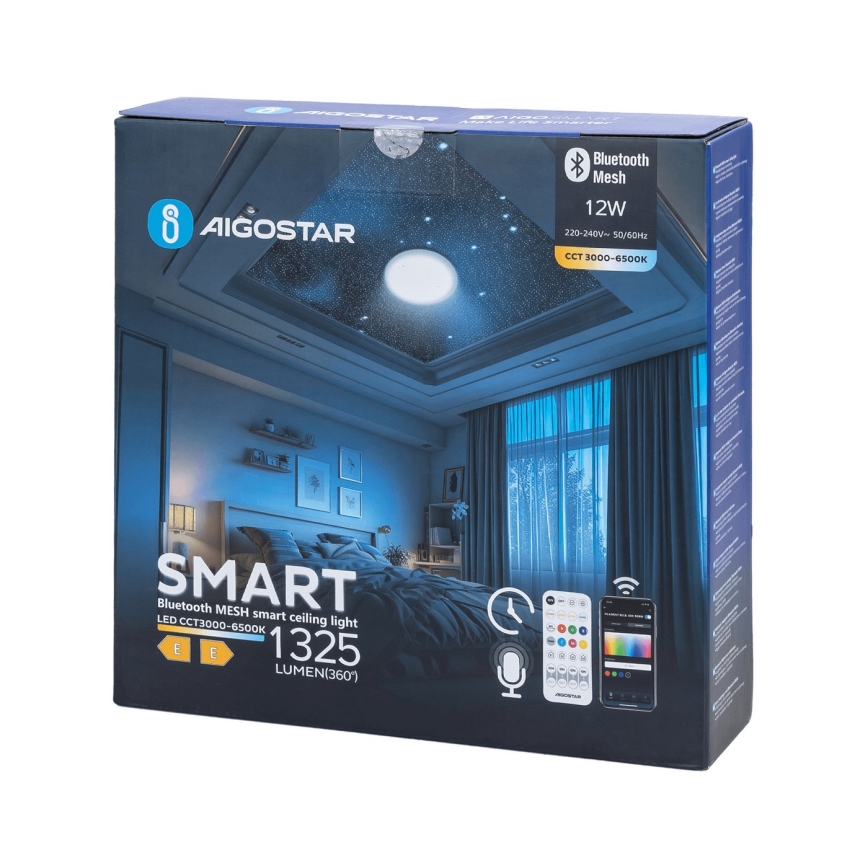 Aigostar - Luz de techo LED regulable para baño MESH Inteligente LED/12W/230V 3000-6500K IP44 + control remoto