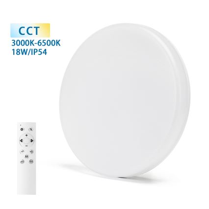 Aigostar - Plafón de baño LED regulable LED/18W/230V 3000-6000K IP54 + control remoto