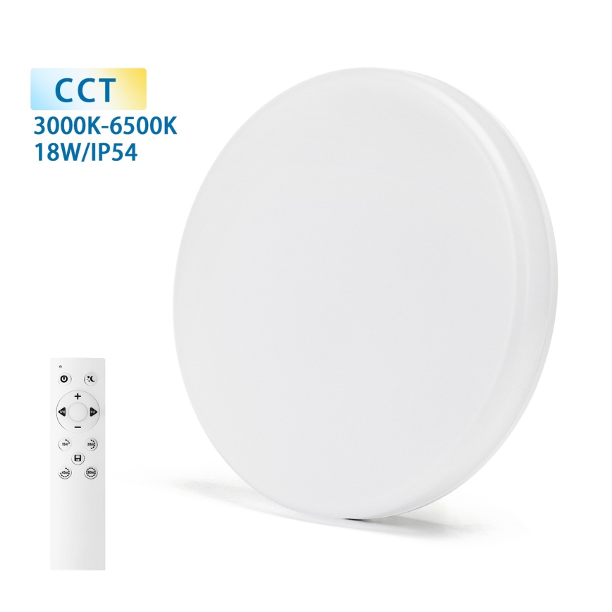 Aigostar - Plafón de baño LED regulable LED/18W/230V 3000-6000K IP54 + control remoto