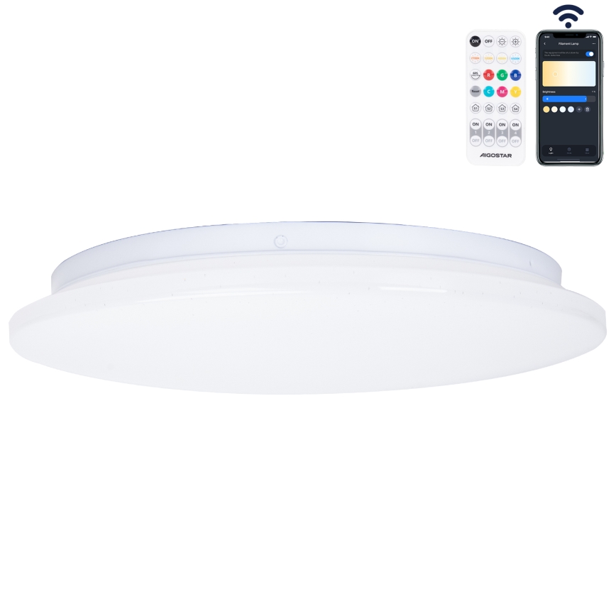 Aigostar - Luz de techo LED regulable para baño MESH Inteligente LED/18W/230V 3000-65000K IP44 + control remoto