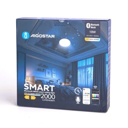 Aigostar - Luz de techo LED regulable para baño MESH Inteligente LED/18W/230V 3000-65000K IP44 + control remoto