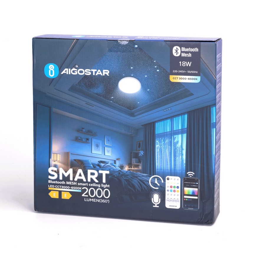 Aigostar - Luz de techo LED regulable para baño MESH Inteligente LED/18W/230V 3000-65000K IP44 + control remoto