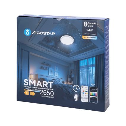 Aigostar - Luz de techo LED regulable para baño MESH Inteligente LED/24W/230V 3000-6500K IP44 + control remoto