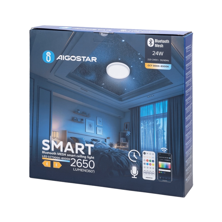 Aigostar - Luz de techo LED regulable para baño MESH Inteligente LED/24W/230V 3000-6500K IP44 + control remoto