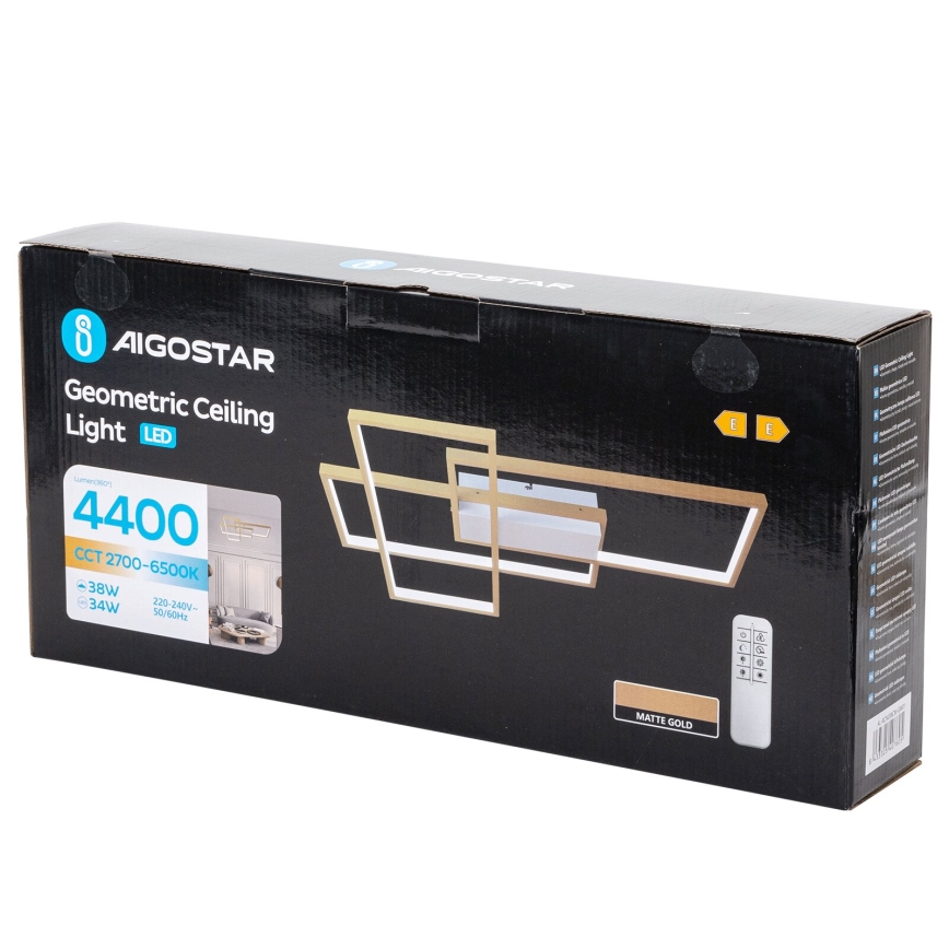 Aigostar - Plafón LED regulable LED/38W/230V 2700-6500K + control remoto