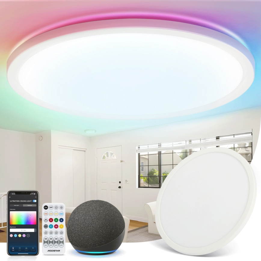 Aigostar - Plafón LED RGBW regulable MESH LED/24W/230V 3000-6500K blanco + control remoto