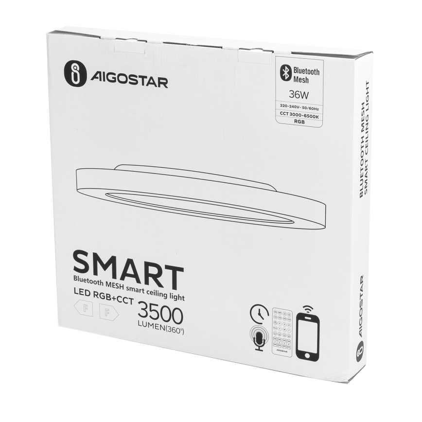 Aigostar - Plafón LED RGBW regulable MESH LED/36W/230V 3000-6500K blanco + control remoto