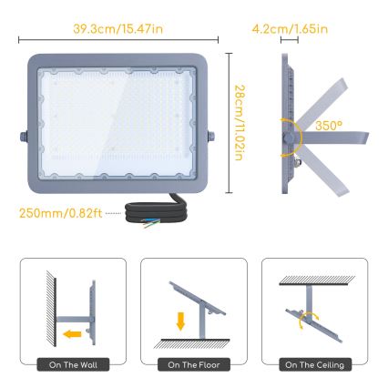 Aigostar - Proyector LED LED/200W/230V gris 6500K IP65