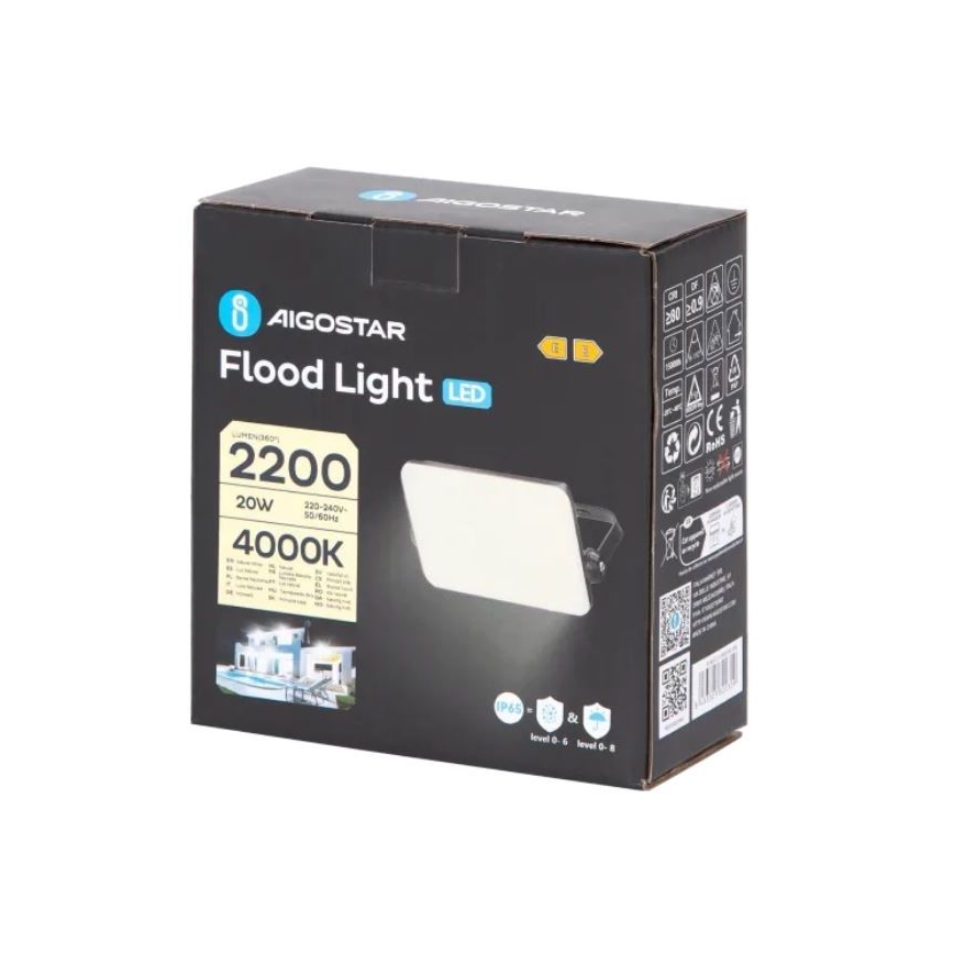 Aigostar - Proyector LED LED/20W/230V 4000K IP65 negro