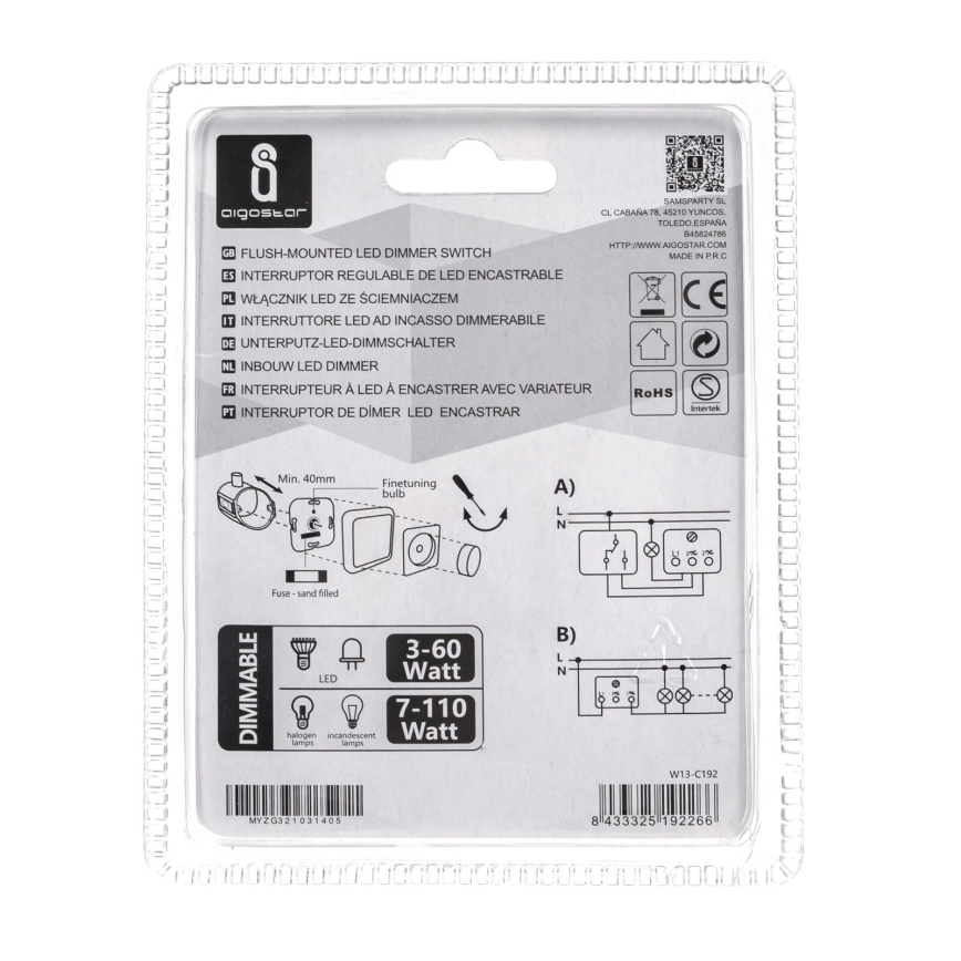 Aigostar - Regulador rotativo 110W/230V blanco