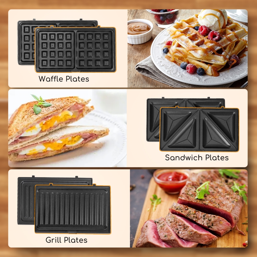 Aigostar - Sandwichera 800W/230V negro