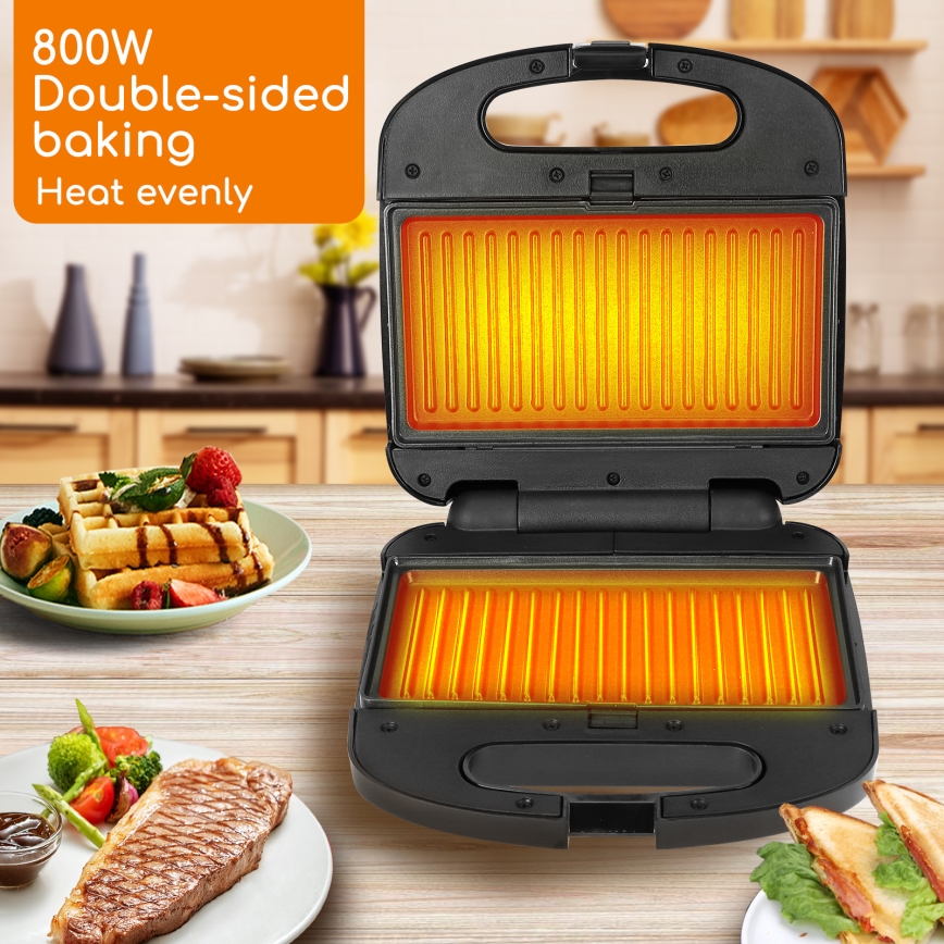 Aigostar - Sandwichera 800W/230V negro
