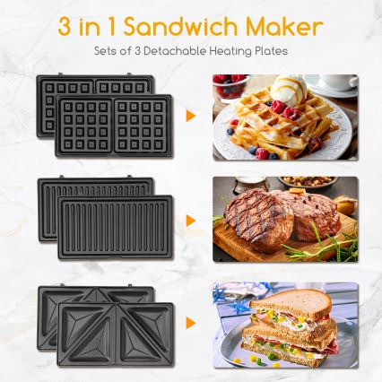Aigostar - Sandwichera 800W/230V negro