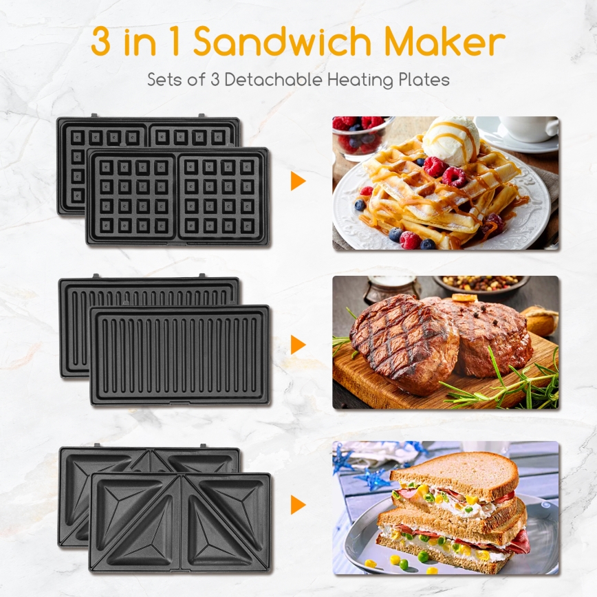 Aigostar - Sandwichera 800W/230V negro
