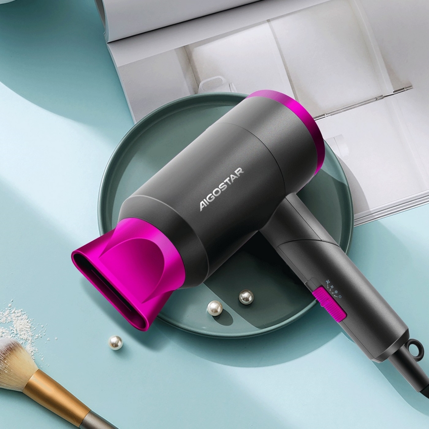 Aigostar - Secador de pelo de viaje 1800W/230V morado/negro