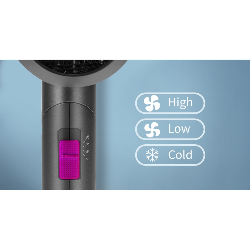 Aigostar - Secador de pelo de viaje 1800W/230V morado/negro