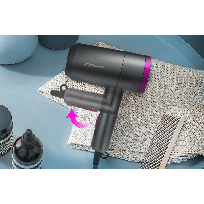 Aigostar - Secador de pelo de viaje 1800W/230V morado/negro