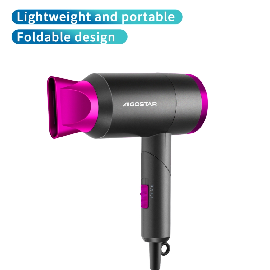 Aigostar - Secador de pelo de viaje 1800W/230V morado/negro