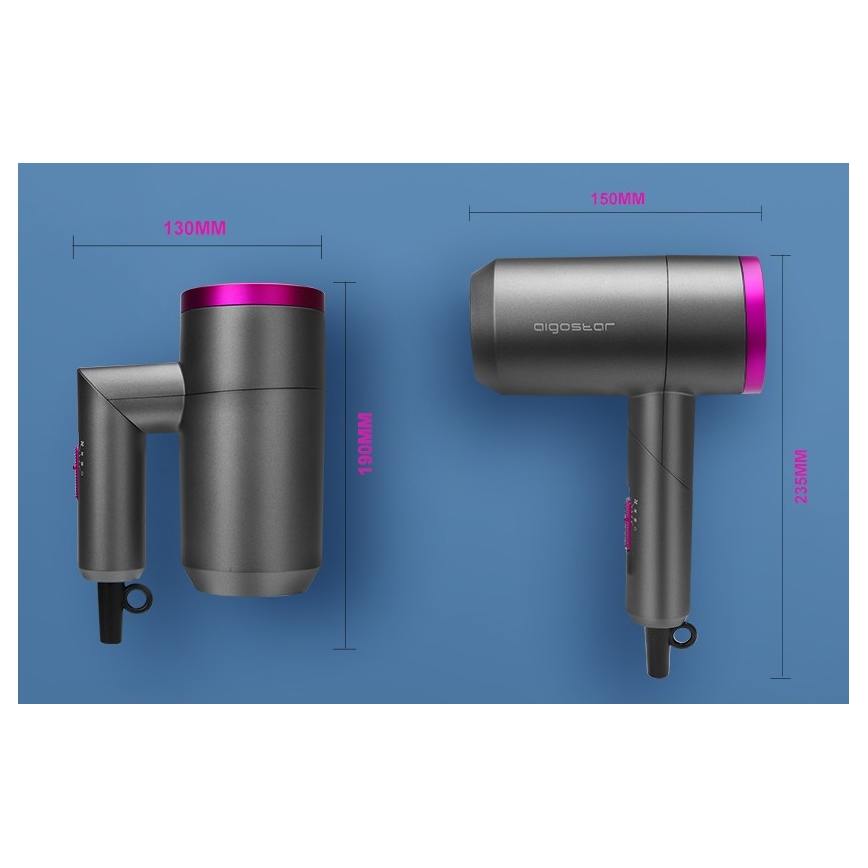 Aigostar - Secador de pelo de viaje 1800W/230V morado/negro