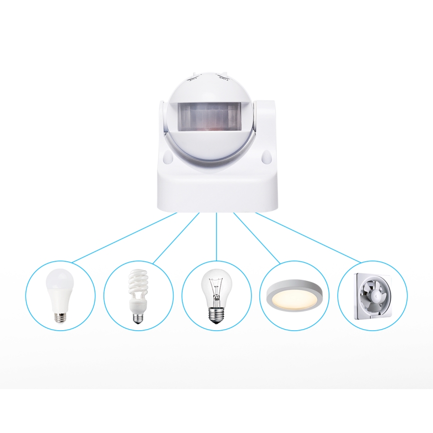 Aigostar - Sensor de movimiento infrarrojo para exteriores 230V IP44 blanco